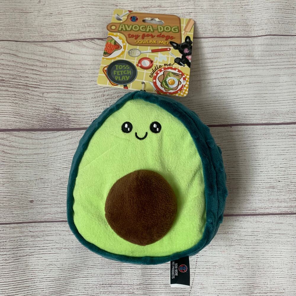 Avocado Dog Toy Avoca-Dog with Squeaker by Bow-Wow Pet Products Toss Fetch Play